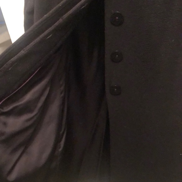 Tahari wool black womens coat with ruffle collar - Picture 5 of 8